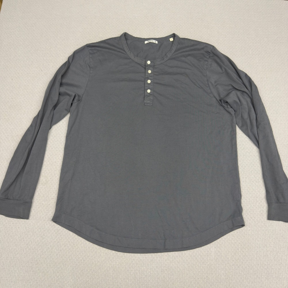 Buck Mason Shirt Mens XXL Gray Cotton Henley Long Sleeve Tee Minimalist Casual